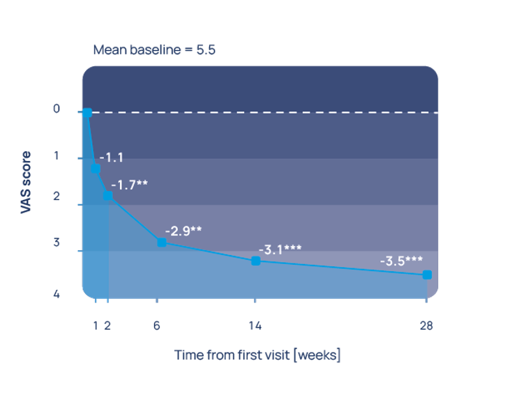 VAS-pijnscore verloop na Lipotris behandeling